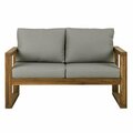 Walker Edison Furniture Open Side Love Seat with Cushions, Brown OWOSLSBR